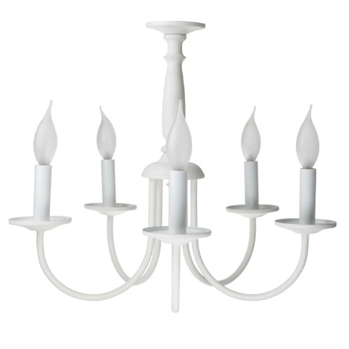 Sunlite CH5WT 18-Inch 5 Branch Chandelier Decorative Ceiling Fixture, White Textured Finish