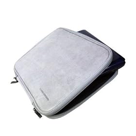 ASUS Eee PC 1000HA 10-Inch Netbook CaseCrown Check Point Friendly Double Memory Foam Laptop Sleeve - Grey Faux Suede