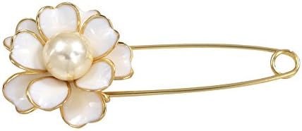 OUDUO Women's Enamel Camellia Flower Sweater Pin Brooch Gold Tone