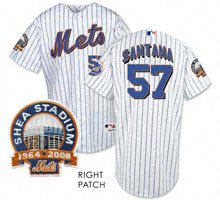 Johan Santana White Majestic MLB 2009 Home Royal Authentic New York Mets Jersey