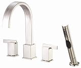 Danze D301944BN Sirius Double Handle Roman Tub with Salve and Lever Handles with Spray, Brushed Nickel