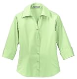 NEW Port Authority - Ladies 3/4 Sleeve Open Neck Blouse Light Green-M