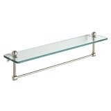16 Inch Glass Bath Shelf with Towel Bar Polished Nickel Free Shipping!