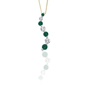 10k Yellow Gold Emerald and Diamond Journey Curve Pendant (1/10 cttw, J-K Color, I2-I3... by 