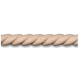 1-3/4' DIA X 96'L. HALF-ROUND, White Wood, Machine Carved Hard Wood Rope Molding, (Zakros Moulding)