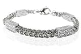 14K White Gold Italian Square Link Bracelet Enhanced with Pave Set Diamonds