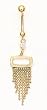 14k Yellow CZ Drop Beads Belly Ring - JewelryWeb