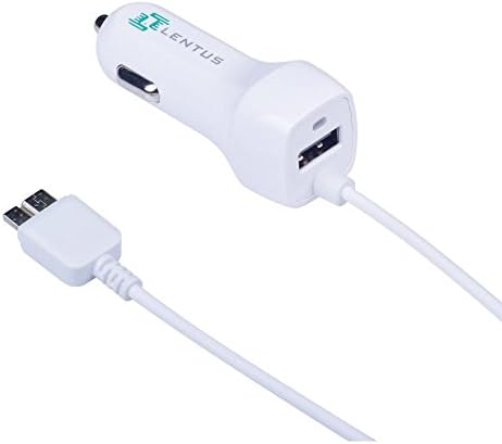 Galaxy S5 Car Charger, Lentus® Ultra Fast Coiled Retractable Car Charger Adapter for Samsung Galaxy S5 | Galaxy Note 3 | Galaxy Tab Pro 12.2, Note Pro NotePro 12.2 Rapid Travel Charger - White