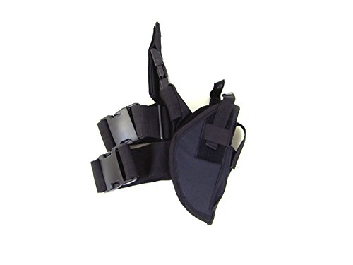 ArmsTac Leg Pistol Holster [S2] with Quick Detach Buttons for Leg Straps, Adjustable Velcros, Button Retension Strap, Single Magazine Pouch, Colored Black + ArmsTac &amp; Tech Support