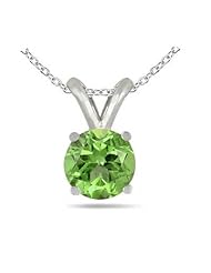 1.8Ct Round Peridot Pendant in Sterling Silver Gold