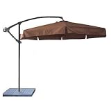 10 Foot Brown Cantilever Offset Umbrella with Updated Sand Base Patio Deck