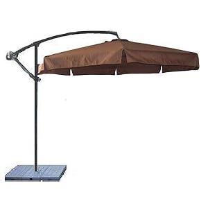 10 Foot Brown Cantilever Offset Umbrella with Updated Sand Base Patio Deck by 