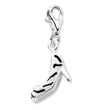 Sterling Silver Click-on CZ Enamel Zebra High Heel Charm