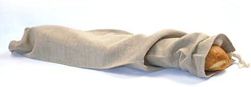 100% Pure Rustic Linen Bread Bag with French Seams, Natural Baguette, Reusable Food storage, Housewarming, Party, Wedding Gift (Baguette, Natural)