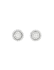 Ladies 18K White Gold 0.97Ct Round Cut Diamond Designer Stud Earrings 10MM