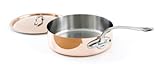 Mauviel M'Heritage M150S 6111.25 Copper 3-1/5-Quart Covered Saute Pan, Cast Stainless Steel Handles.