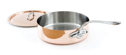 Mauviel M'Heritage M150S 6111.25 Copper 3-1/5-Quart Covered Saute Pan, Cast Stainless Steel Handles.