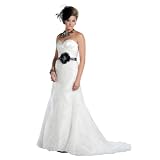 GEORGE BRIDE Asymmetric Sweetheart Satin Bodice With Embroidered Lace Skirt Wedding Dress Size 4 Ivory