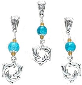 Dolphin Circles Sea Life Ocean Dangle Charms fit Bracelet 3pc.