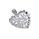 .925 Stering Silver Heart & Roses 22 MM x 18 MM Pendant Charm