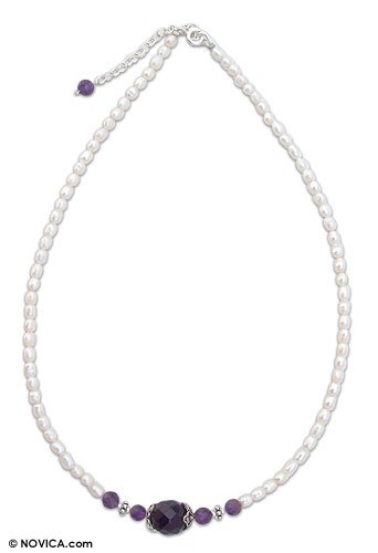 Pearl and amethyst strand 16.1 L