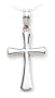 14k White Gold Beveled Cross on 18" White Gold Chain