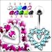 Jeweled Cut Out Heart Non-Moving Belly Ring Body Jewelry