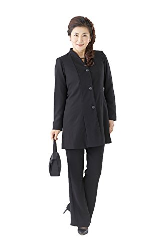 (モノワール) MONOIR 喪服 レディース 礼服 大きいサイズ 日本製 ロングジャケット ブラックフォーマル パンツスーツ オールシーズン 136701