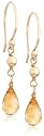 14k Yellow Gold, November Birthstone, Citrine Briolette Hook Earrings