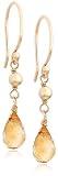 14k Yellow Gold, November Birthstone, Citrine Briolette Hook Earrings