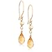 14k Yellow Gold, November Birthstone, Citrine Briolette Hook Earrings
