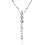14K White Gold Diamond Journey Long Pendant w/ 18 Chain