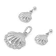Sterling Silver Pendant/Earring Set - Seashell Design - Pendant:17mm, Earrings:10mm