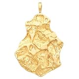 14k Yellow Gold Nugget Pendant 50x32mm - JewelryWeb