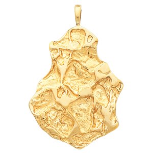 14k Yellow Gold Nugget Pendant 50×32mm