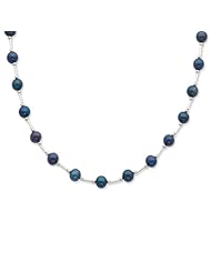 Sterling Silver 18in 6-6.5mm Black Freshwater Cultured Pearl Necklace.