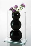 PORCELAIN BUBBLE VASE - BLACK PORCELAIN BUBBLE VASE ON GLASS STAND - vase
