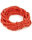 Coral Red Bead Knot Stretch Bracelet