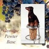 Doberman Pinscher Dog Wine Bottle Stopper - Uncropped Ears - Red