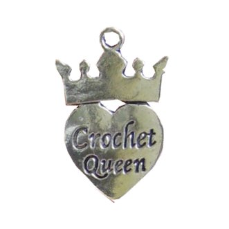 Crochet Queen Charms Antique Silver Tone - 6 Charms