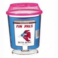 Hagen Fin Pals - Betta / Goldfish Bowl - 24 Oz - Clear With Assorted Color Tops