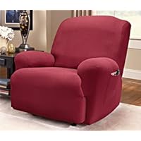 Stretch Greek Key 1-Piece Recliner Slipcover - Garnet