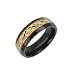 Titanium Black-Gold Band Ring - Size: 8-12