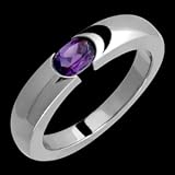 Viovala Titanium Ring with Tension Set Oval Amethyst