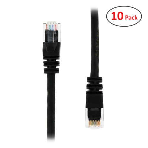 (10 PACK) 6 FT RJ45 CAT (6E) 550MHZ MOLDED ETHERNET NETWORK PATCH CABLE - BLACK - Lifetime Warranty