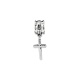 Latin Cross, Dangle Charm in Sterling Silver for Pandora, Kera and other 3mm Bracelets