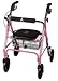 Show you care with this special Breast Cancer Awareness Rollator. Pink frame with pink ribbon logo on the seat and backrest say it all. For every Breast Cancer Awareness Rollator purchased, $10 will be donated by the manufacturer to the National Breast Cancer Foundation. 14" x 13" seat comes with padded backrest for comfort. Aluminum frame is lightweight but sturdy. Oversize 8" wheels ensure a smooth ride and come with locking brakes for safety. Handle height adjusts between 33" and 38". Weight capacity: 300 lbs.