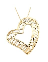 CleverEve Designer Series 2013 Inspirational Blessings 14K Yellow Gold 2.80 grams Rhodium Plated Grandma Heart Pendant w/ Gift Box & Card with Poem