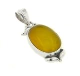 Genuine Yellow Chalcedony Oval Sterling Silver Gemstone Pendant
