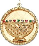 Basket on Disc, 14K Gold Charm